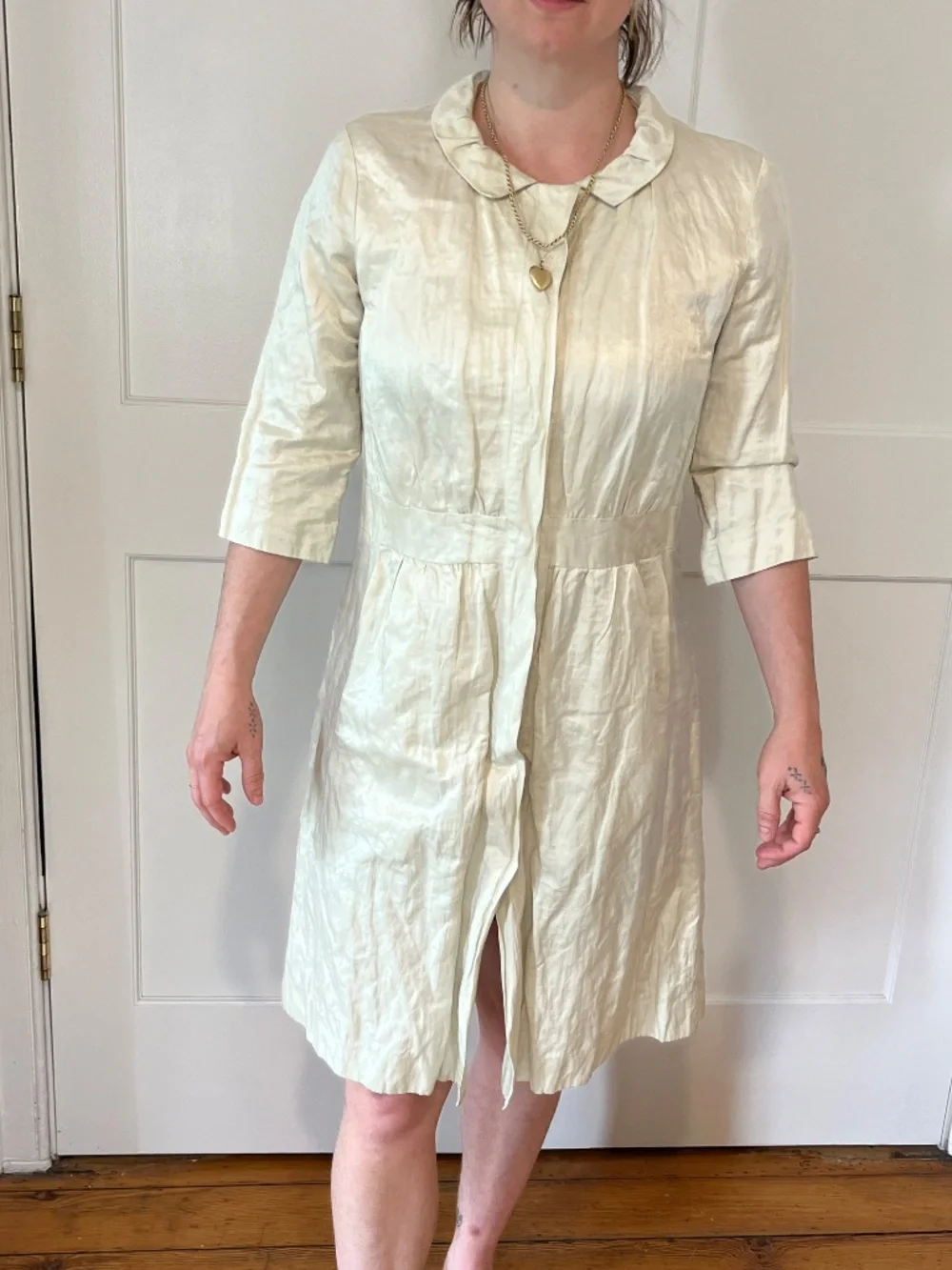 Eileen Fisher crushed silk tunic in ivory - Picture 2 of 4